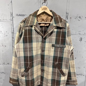 40s Wool Hunting Jacket Earth Tone Plaid Shacket Jacket Hunting Western Flannel Large