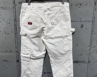 Vintage 90s Dickies White Utility Workwear Carpenter Cotton Canvas