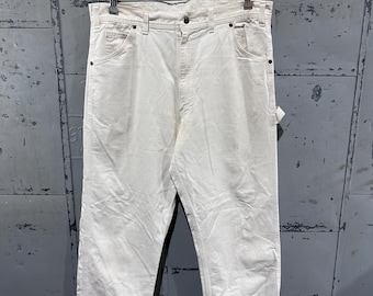 Vintage 27 28 29 Waist White Cotton Utility Painter Pants | Unisex