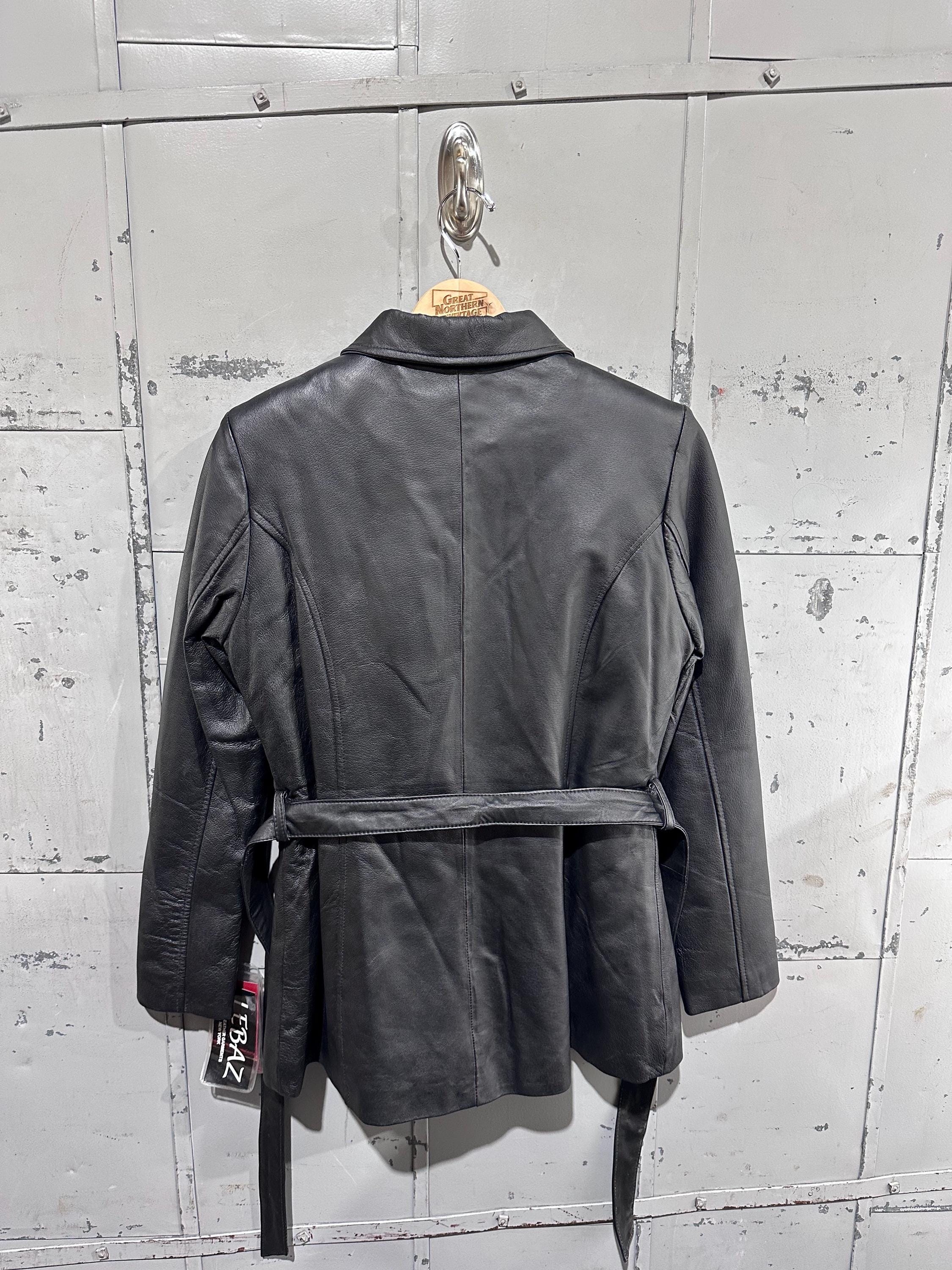 Vintage 90s Lebaz NWT Fur Lined Adjustable Belted Waist Cafe Style