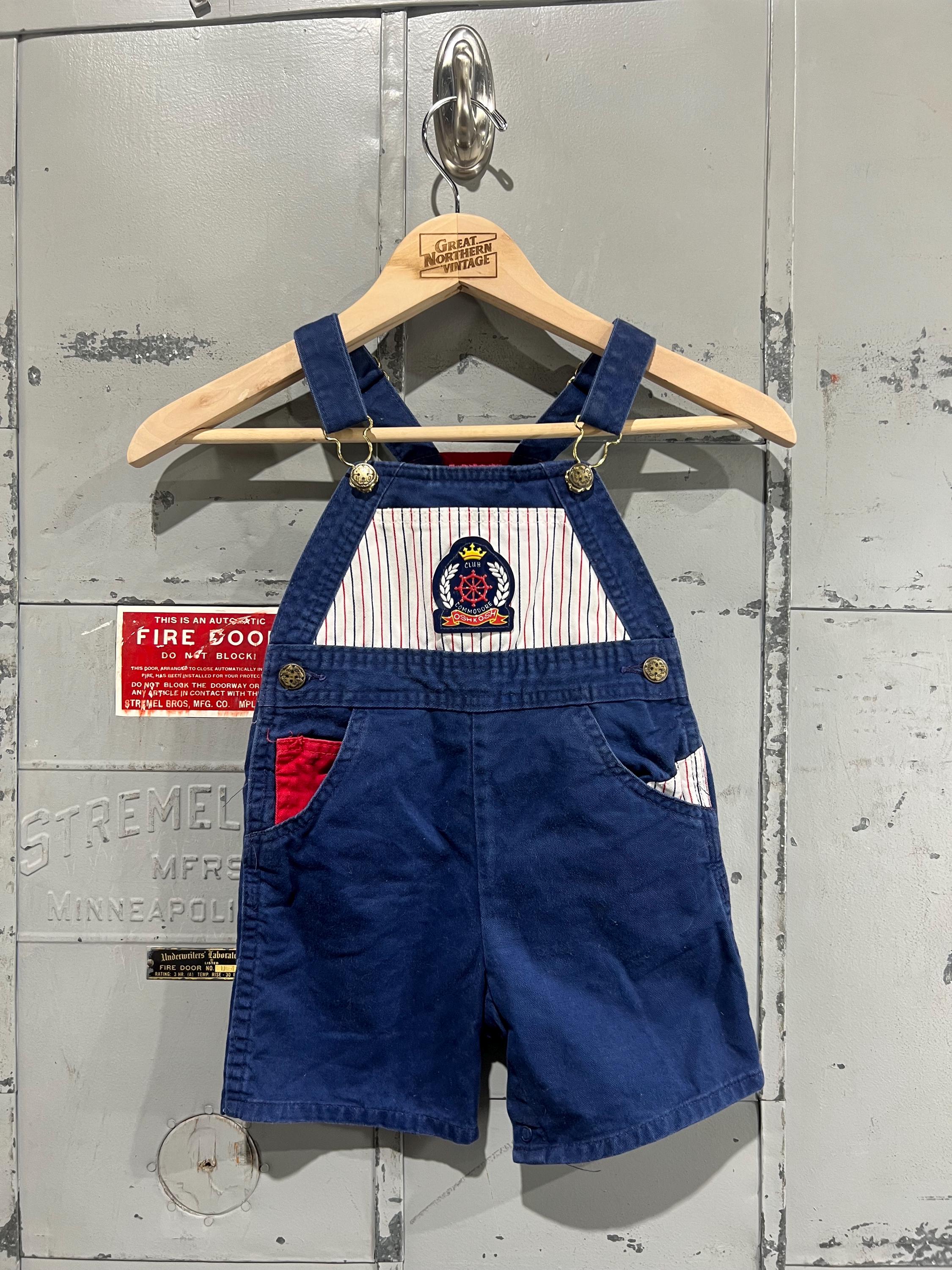 Vintage 90s Oshkosh Denim Overalls Club Commodore Sailor Kids Size  