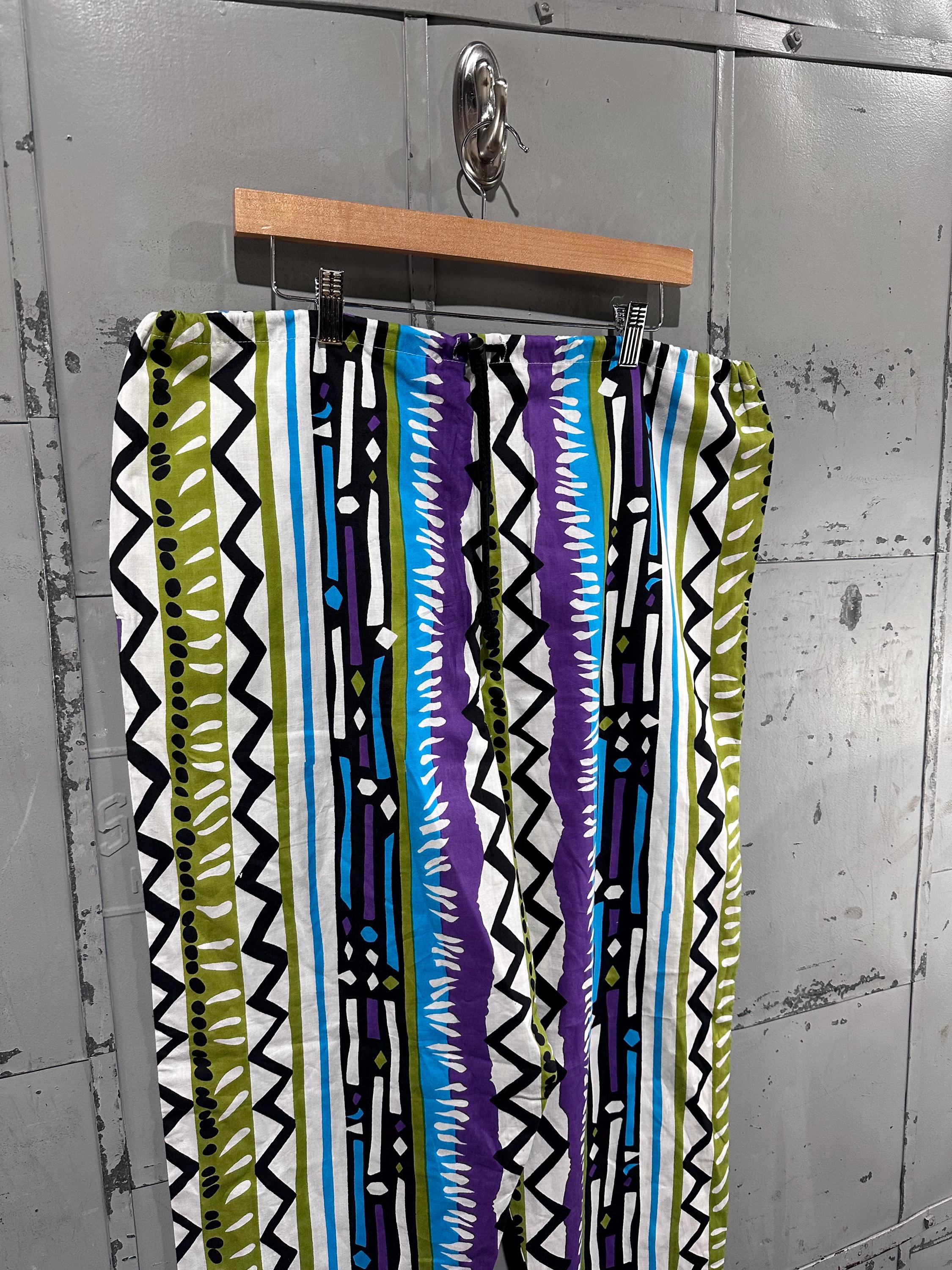 Vintage 90s Skidz NWT Vibrant Geometric Aztec Baggy Cotton Surf