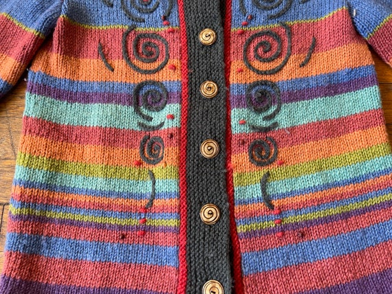 Vintage Newari Hand-Knit in Nepal Wool Button-Up … - image 3