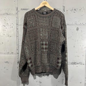 XL 80s Vintage Crewneck knit Sweater TSR USA Abstract Pattern Casual Preppy Style 1980s Fashion Multi Color