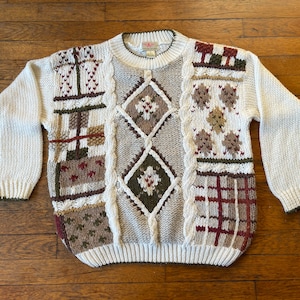 Size M 90s Croft & Barrow Cardigan Striped Knit Sweater