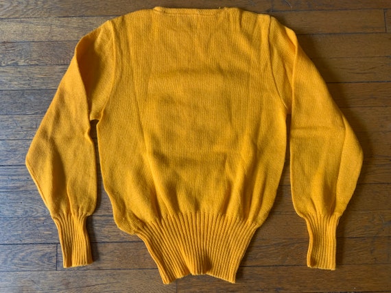 Small 50s Varsity Pullover Sweater Mustard Yellow… - image 4