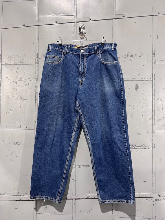 90s Levi’s Silver Tab Distressed baggy Dark Denim 