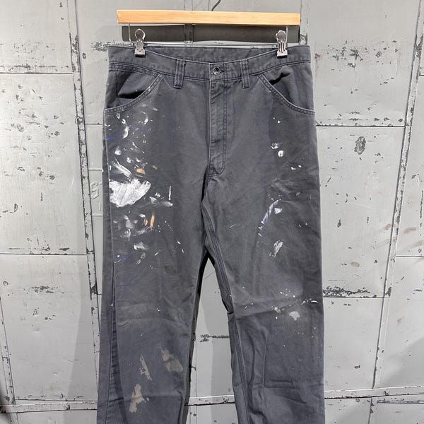 Vintage Gap Arbeitskleidung Grau dienstil Maler Farbe bespritzt Baumwolle Arbeiter Jeans Hose 36x34