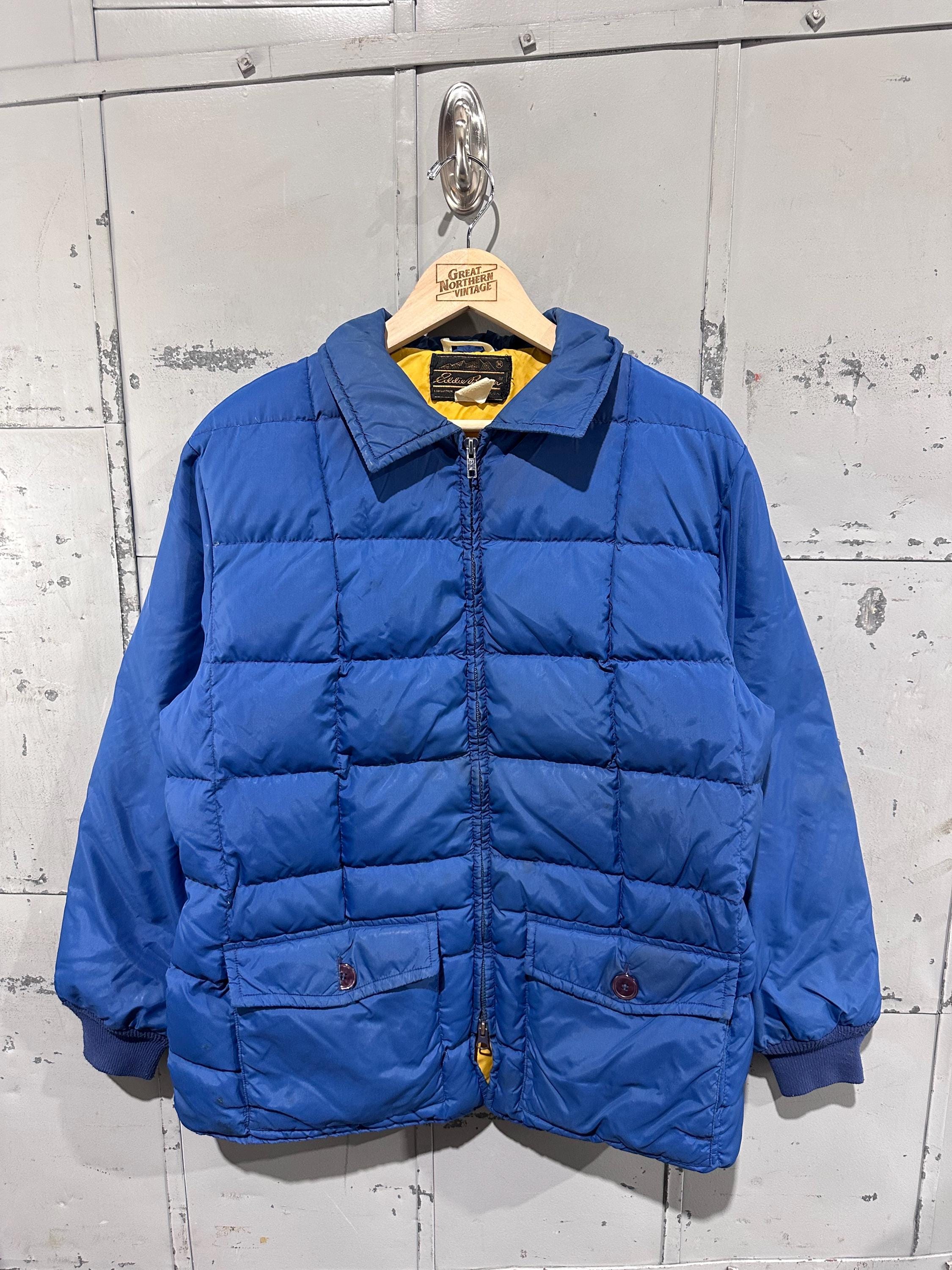 Vintage 1970s Blue Eddie Bauer Down Puffer Outdoor Jacket Winter