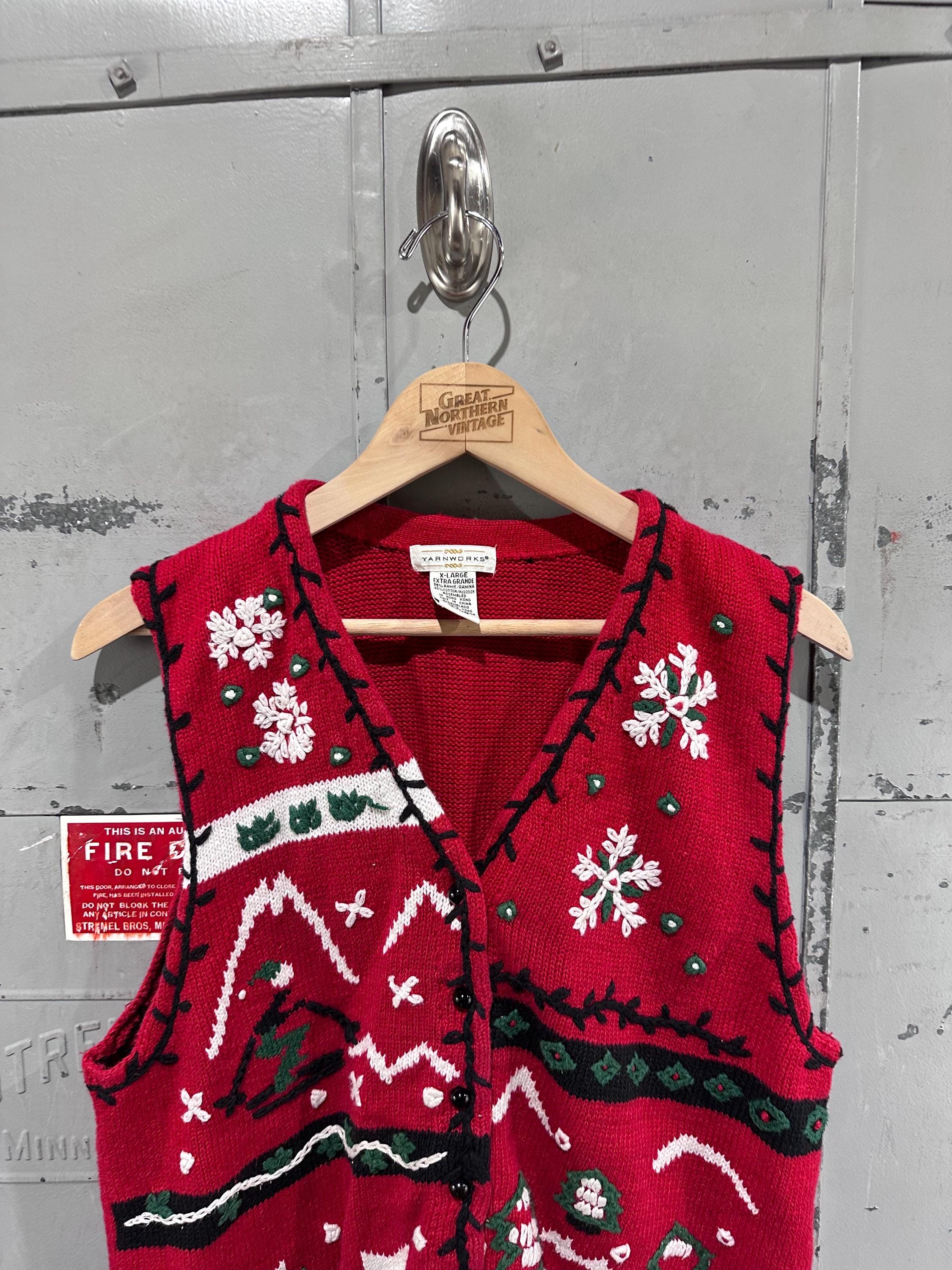 Vintage 90s Yarnworks Cherry Red Christmas Holiday Winter