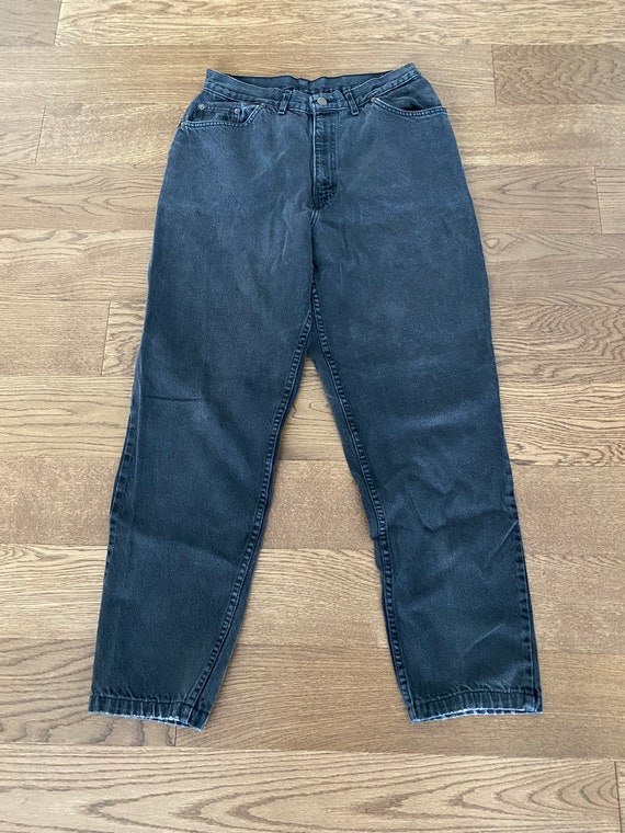 High waisted jeans black denim chic size 14 faded 