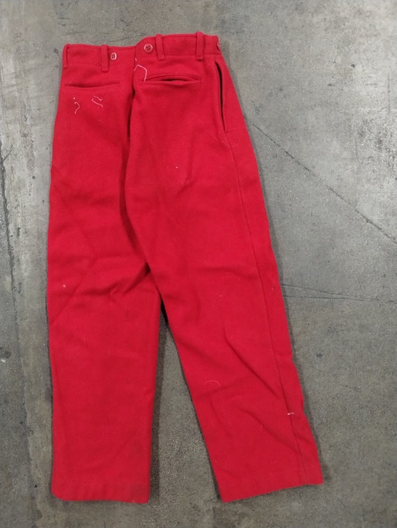 28x28 60s Vintage Hunting Pants Red Wool Pants Bu… - image 4