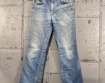 Jean Lee Denim Bell Bottom Flare Années 70, effet vieilli