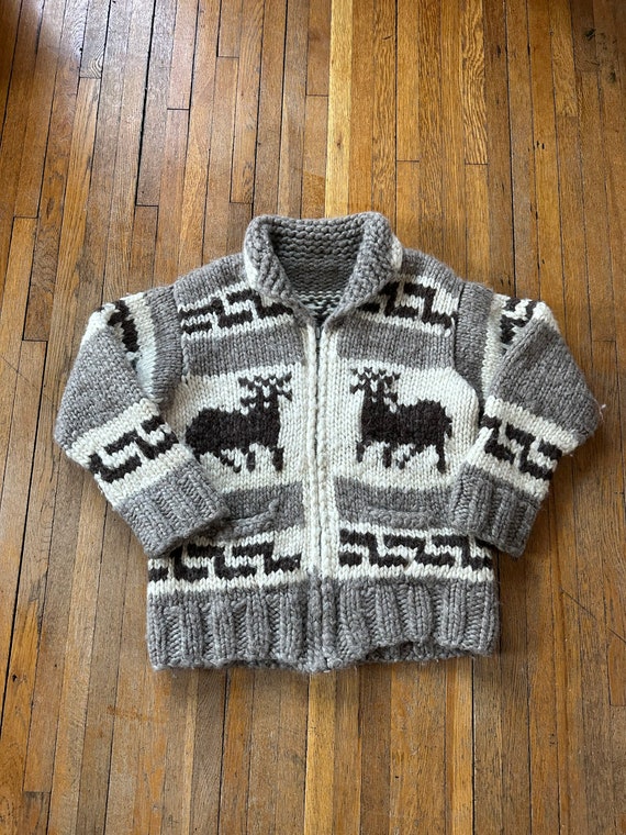 Deer cowichan sweater vintage made in Canada hand… - image 1