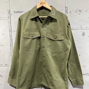 Vintage 80&#39;s OG-107  Fatigue Button Up Shirt (Army Green) Poly Cotton