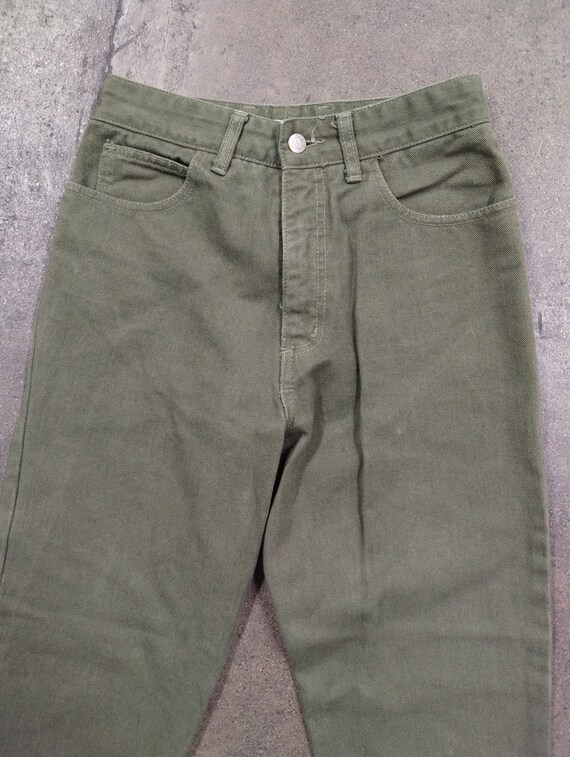 27x29.5 90s Guess Jeans Olive Green Wash Tapered … - image 9