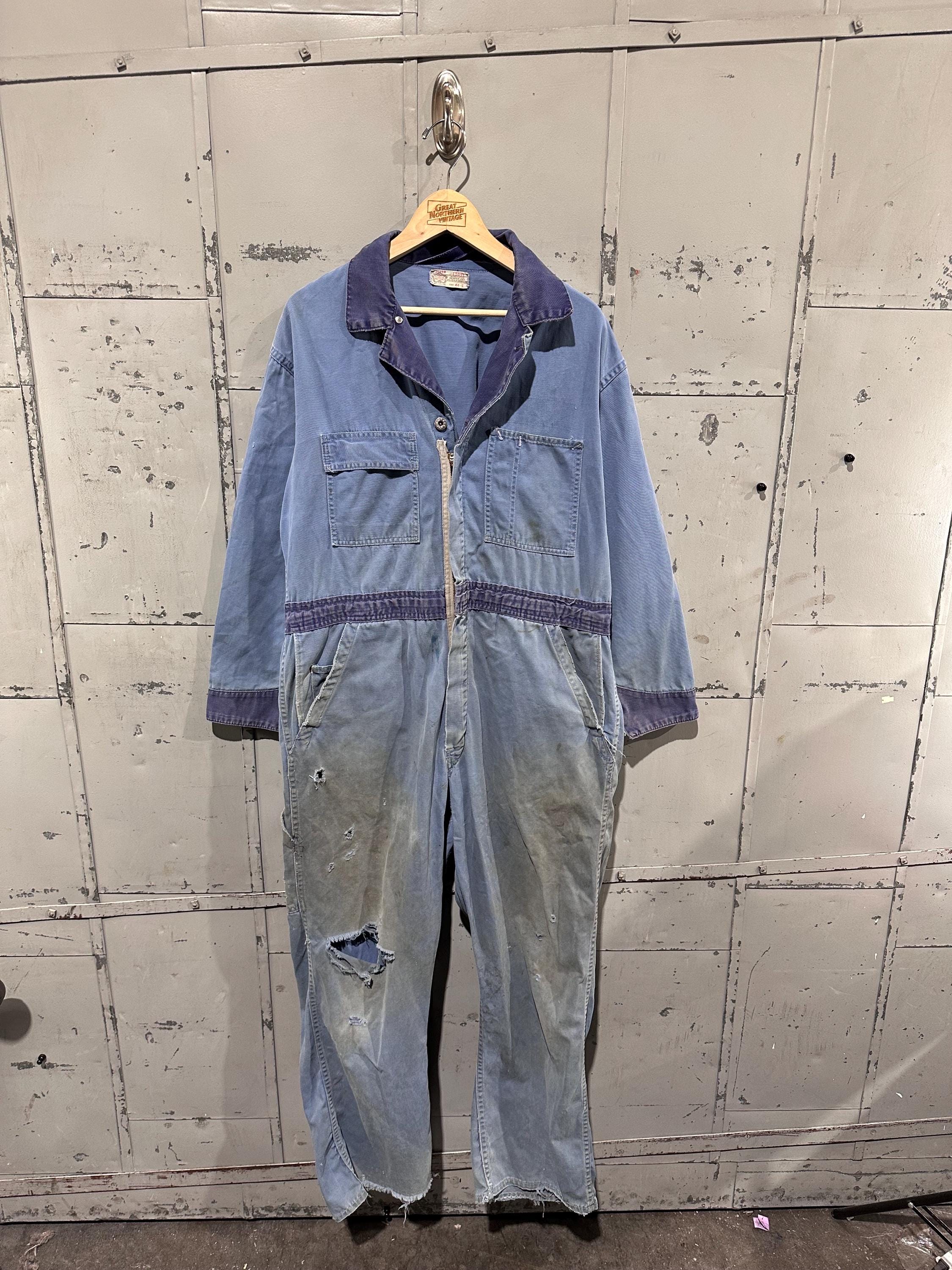 True Vintage 50s Blue Cotton Riverside Masterbilt Brand Distressed