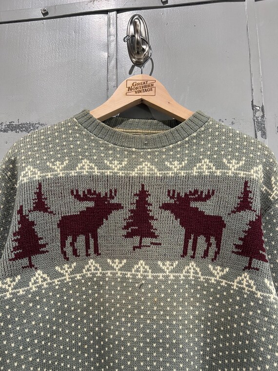 Maglione anni '50 Sci Pellegrino Lana Immagine Maglia alce Inverno