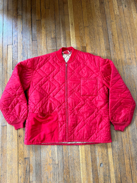 60’s Quilted Red Bomber Jacket Quilted Samco  Ther
