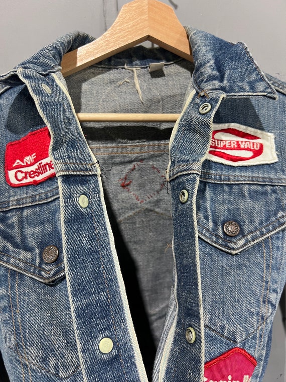 70s  size small medium selvedge Jean jacket  Dist… - image 7