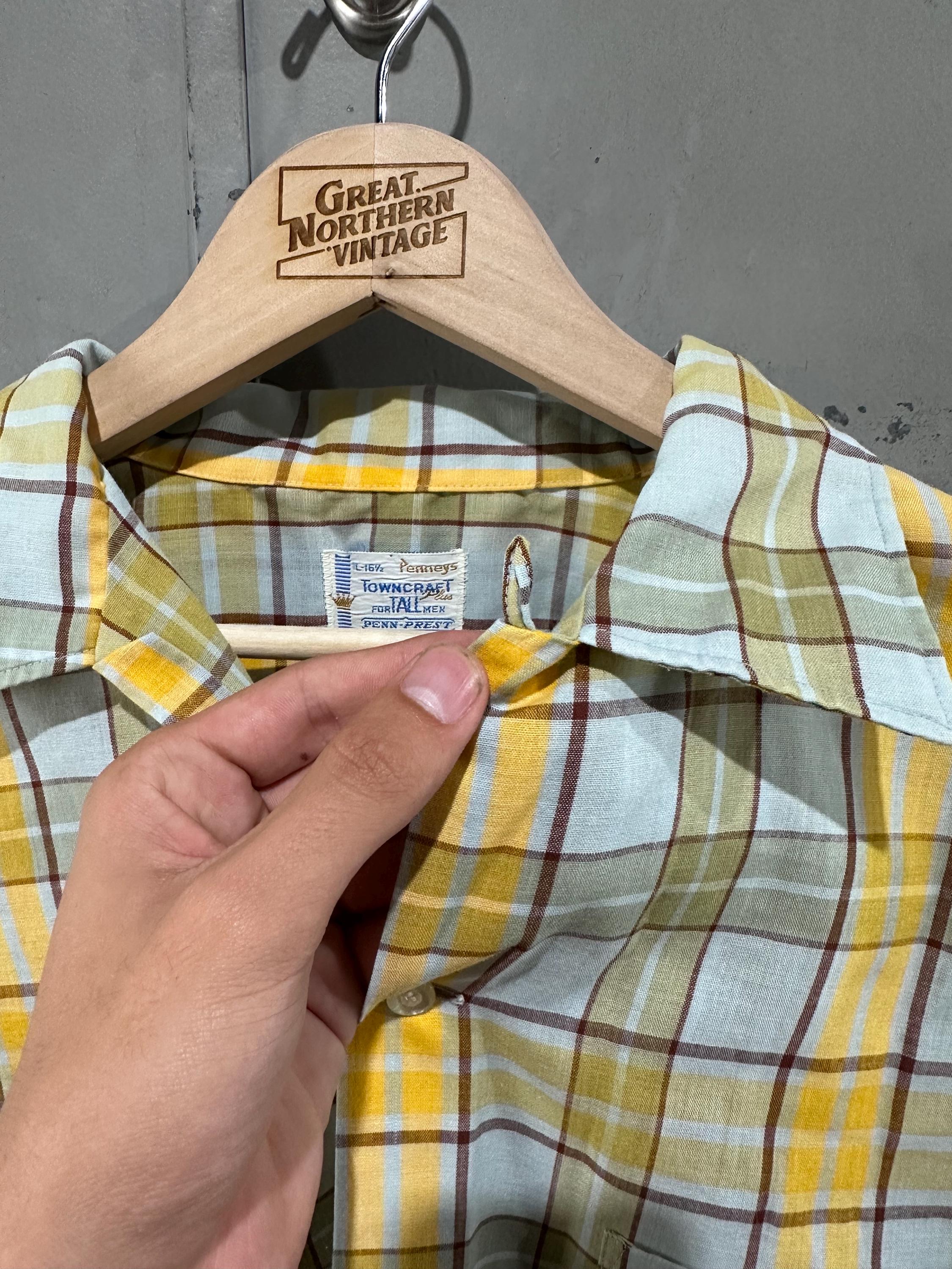 True Vintage 60's Towncraft Yellow Plaid Loop Collar Two Pocket