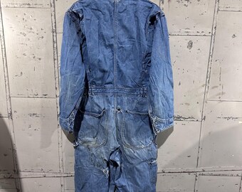 True Vintage 60s Distressed Thrashed Big Mac Work Wear Blue