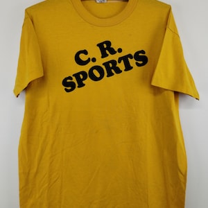 M 70s Russell Athletics C.R. Sports Yellow PolyCotton T-Shirt Medium Jersey Polyester Cotton 1970s 1980s