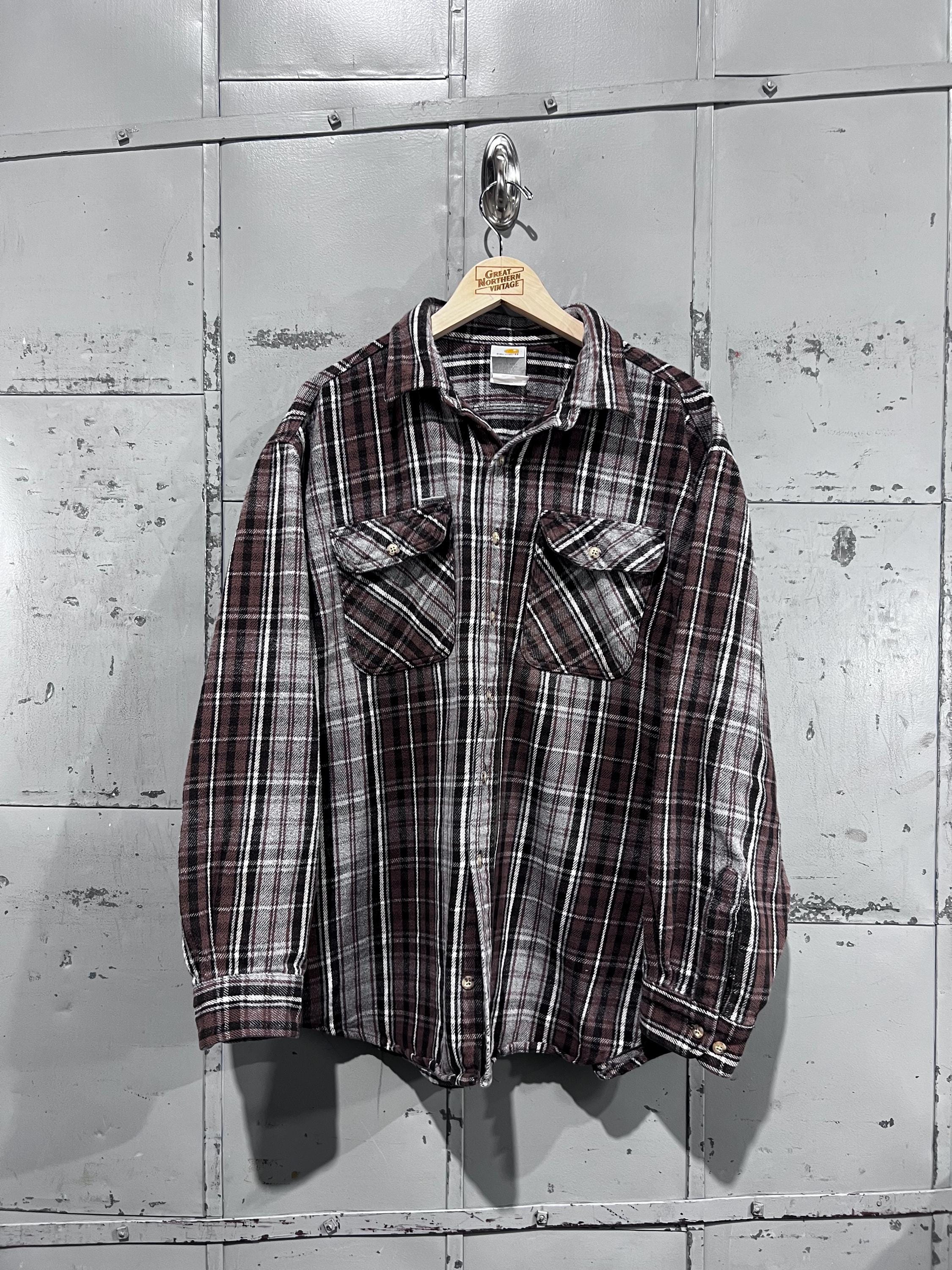 80er Carhartt braunes Flanell Langarmhemd