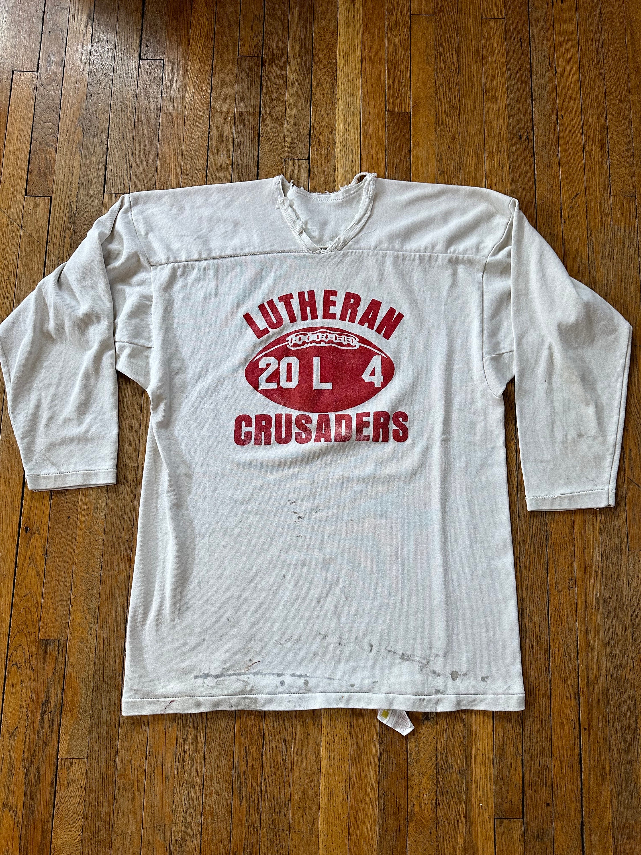 L 70s Lutheran Crusaders St Croix Lutheran 3/4 Sleeve Jersey