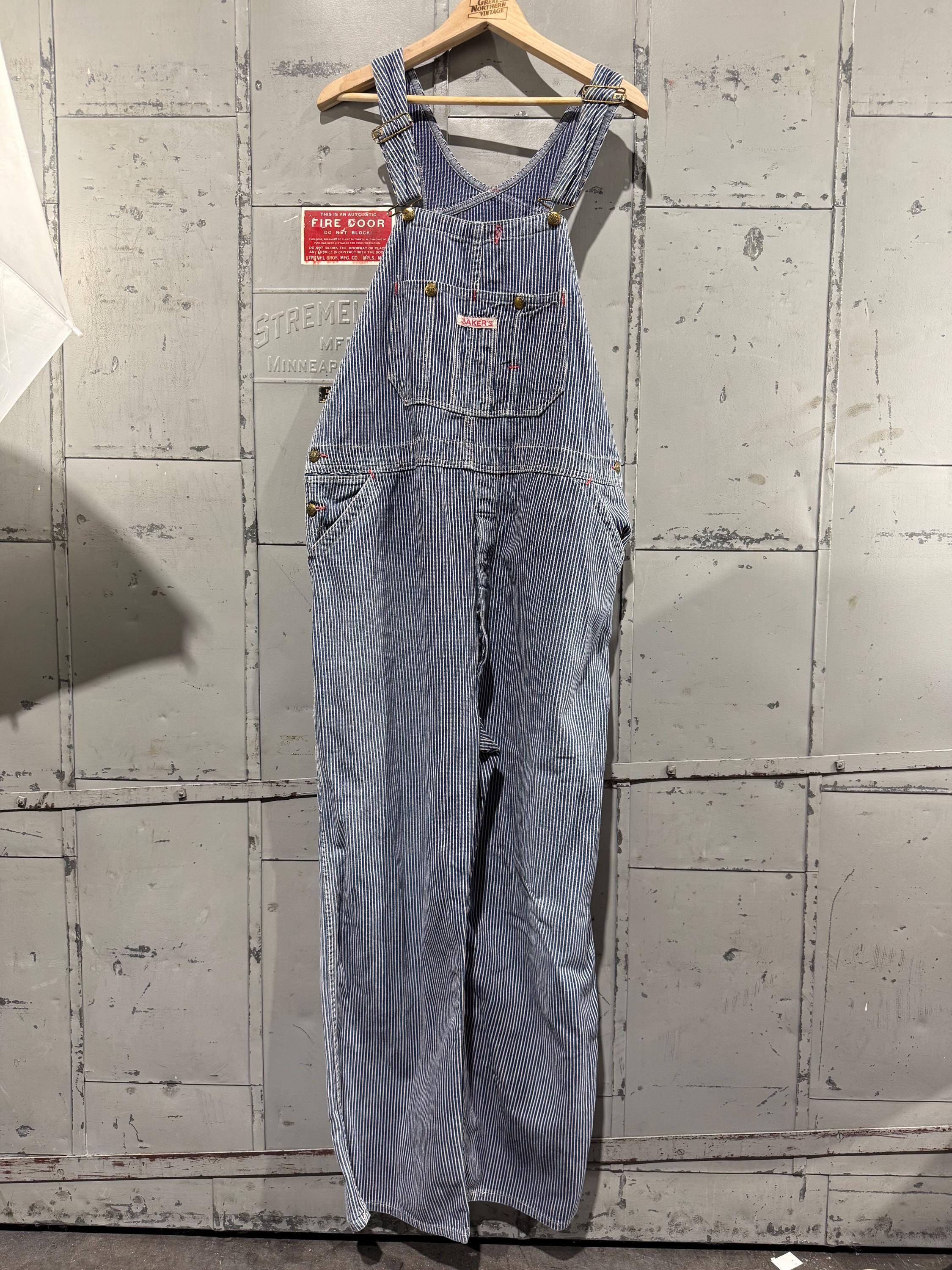 Vintage 50's Baker Hickory Striped Overalls Workwear Farmer