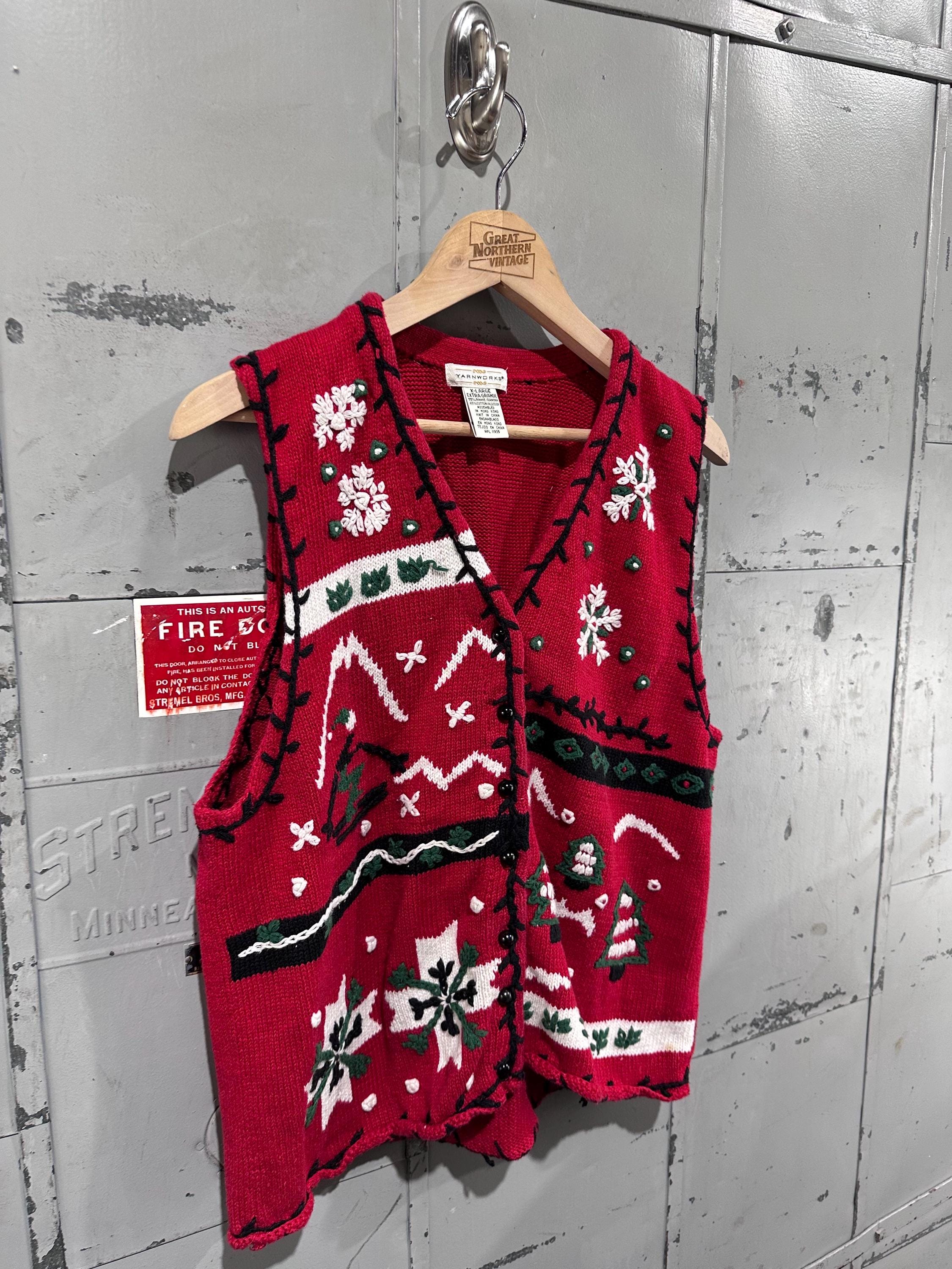 Vintage 90s Yarnworks Cherry Red Christmas Holiday Winter 