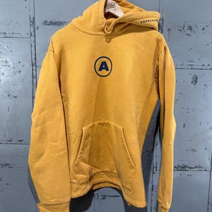 Vintage Abercrombie & Fitch Yellow Hoodie Sweatshirt Cropped Y2K Style XL