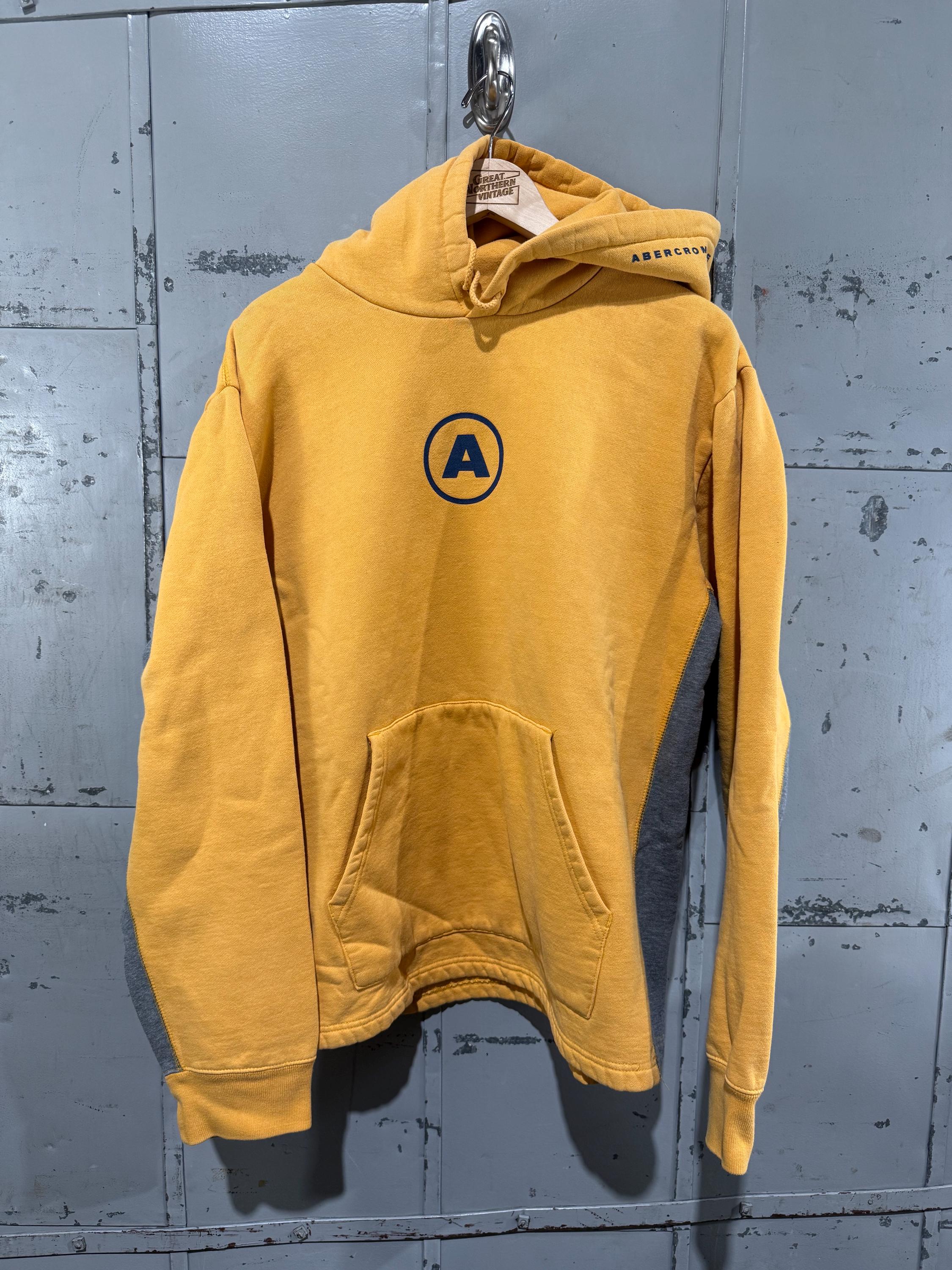 廃盤新品未使用Abercrombie & Fitch YELLOW Vintage Abercrombie & Fitch Yellow Hoodie Sweatshirt Cropped Y2K