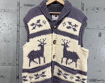 ヴィンテージ 70年代 カウチンニット セーター トナカイ柄 カナダ製