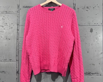 Pull Ralph Lauren Lauren en maille torsadée 90s rose pour femmes xl