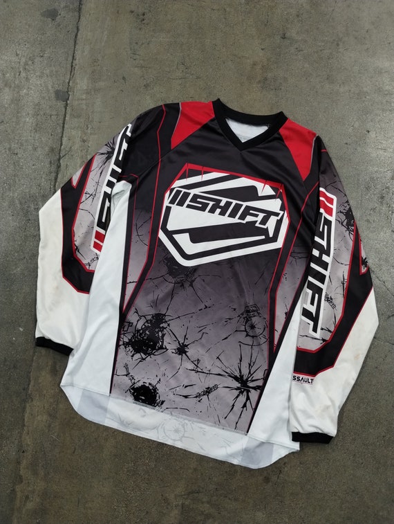 XL 90s IISHIFT Motocross Jersey Shirt Polyester V… - image 1