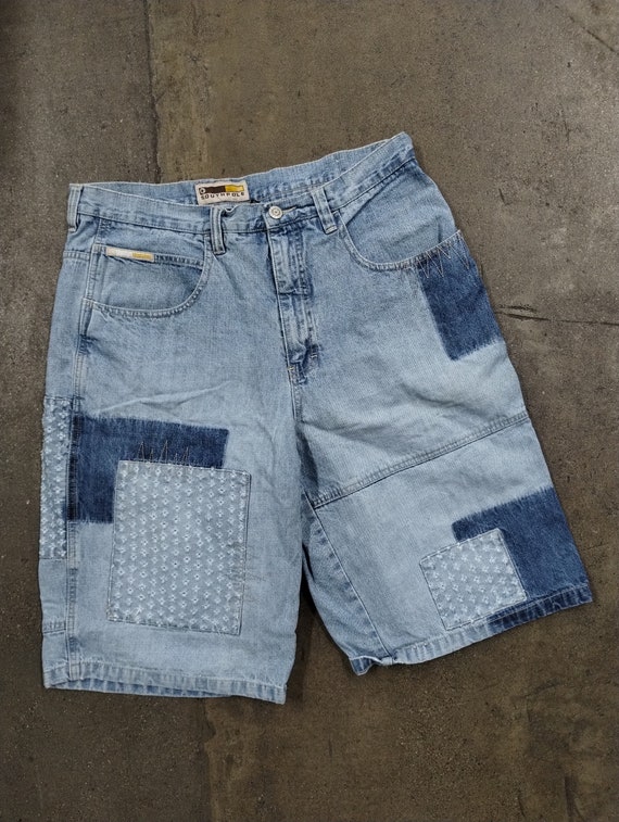 36 00s Southpole Baggy Patchwork Jean Shorts Y2K Cotton Pants Hip