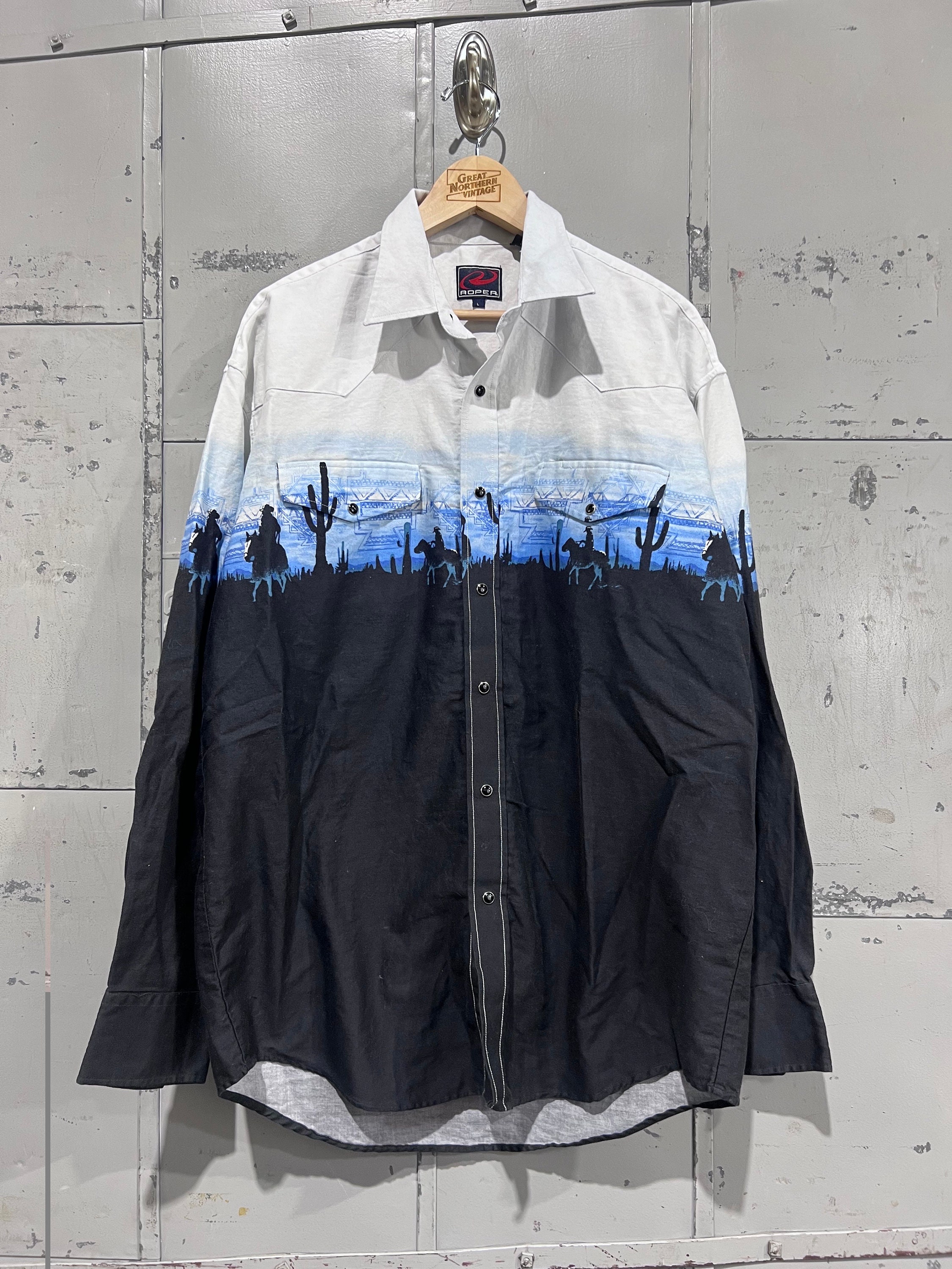 90s Large Western Shirt Button up Roper Brand Western Pearl Snap