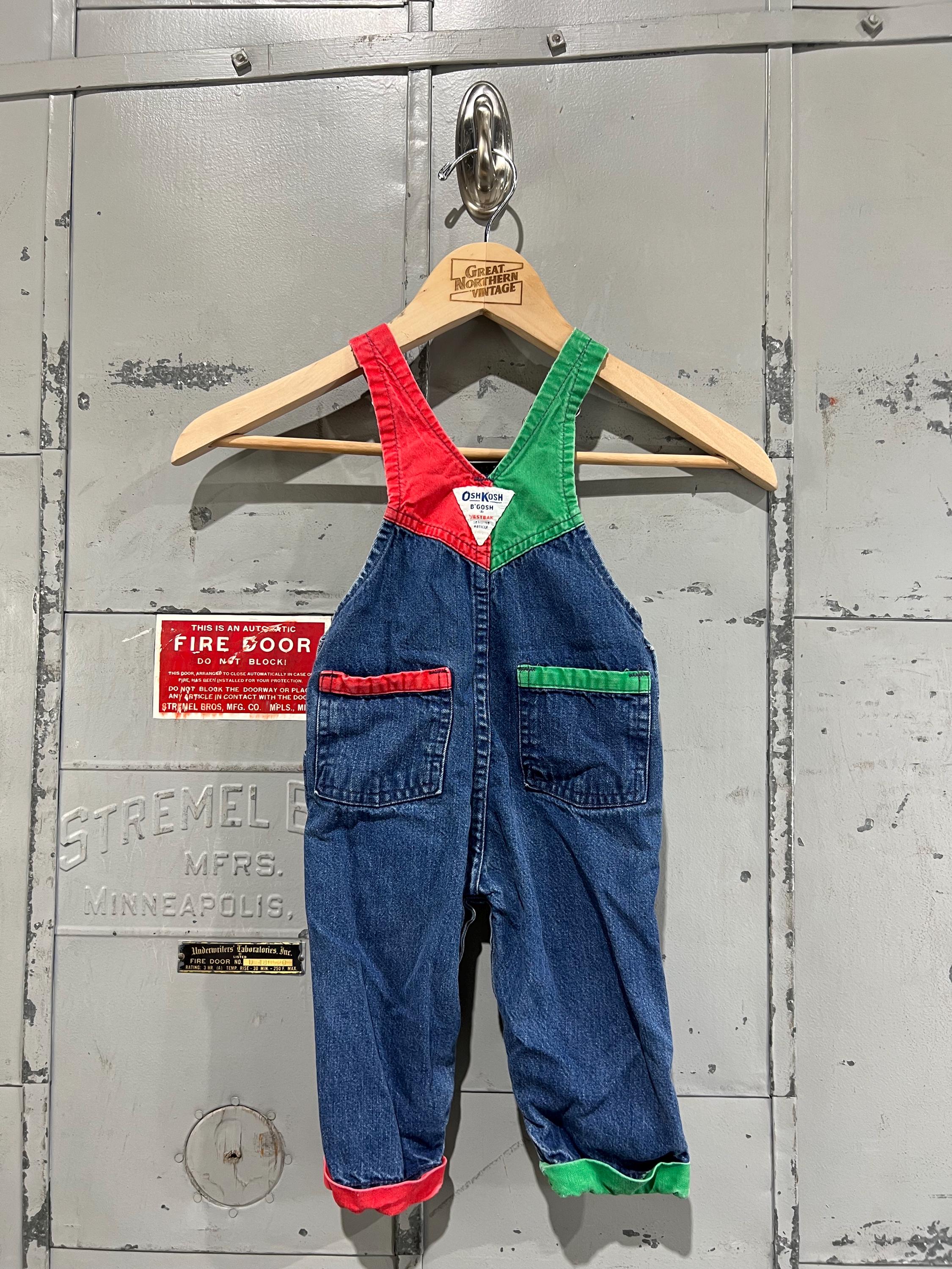 OshKosh オーバーオール 12 Months Vintage 90s Oshkosh Denim Overalls Club Dog Patch
