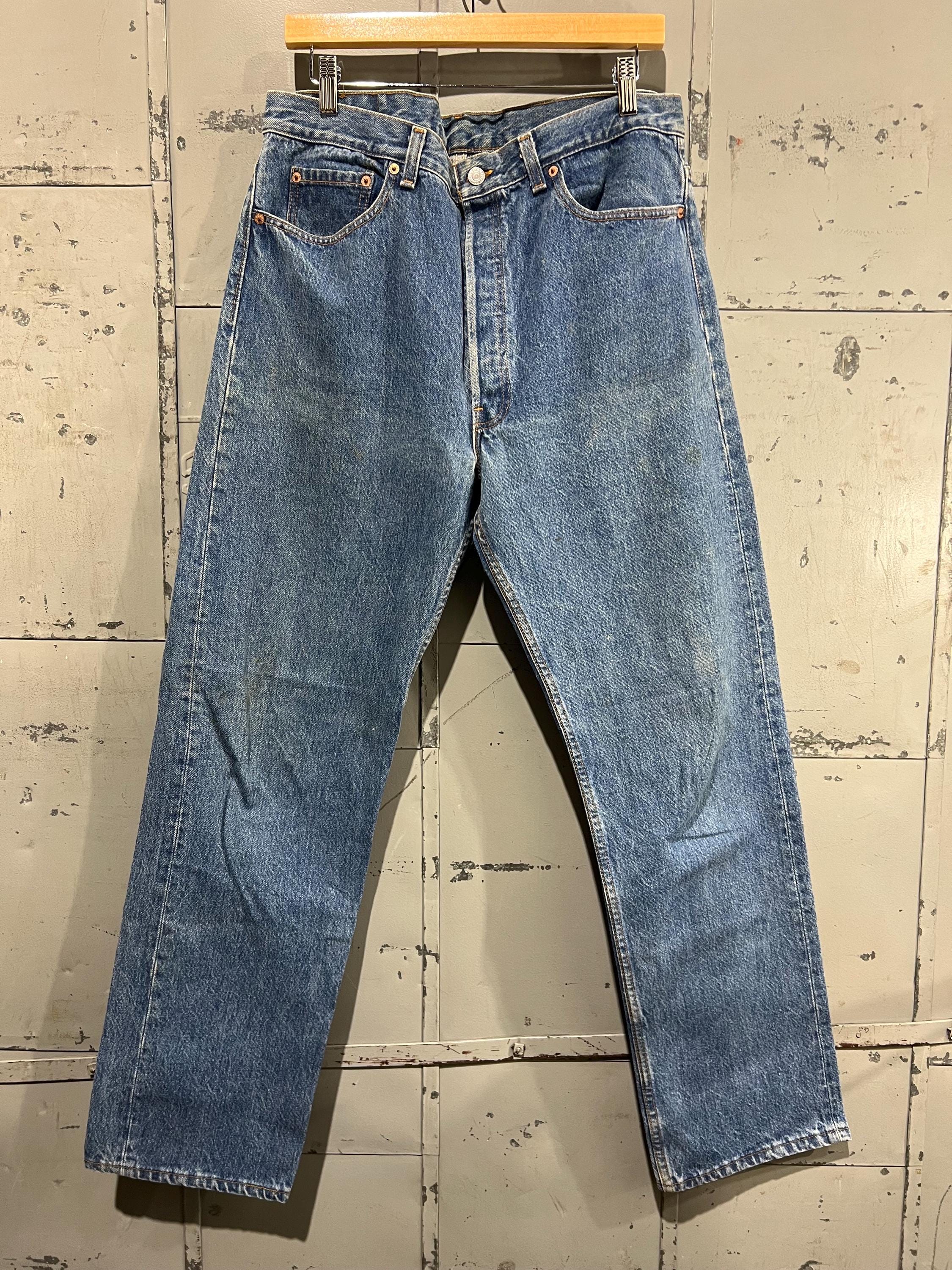 Calça jeans Levi's 501 média dos anos 80, 36x31, lavagem azul