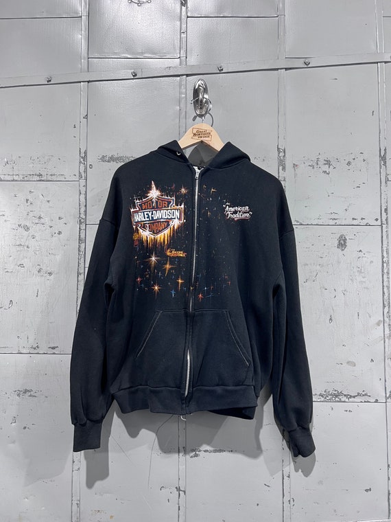80s  XL Harley Davidson  Zip-Up Hoodie Sweatshirt