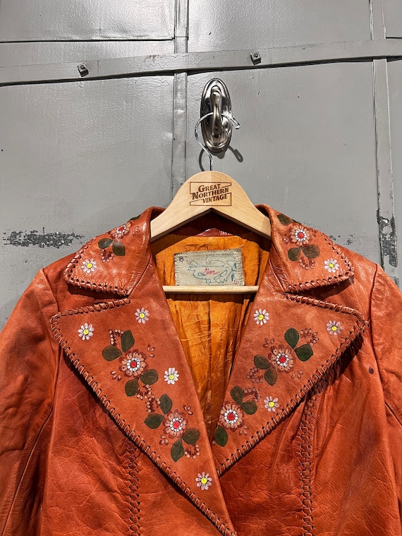 1960's Char Leather Jacket Hand Painted Floral Designs - Etsy 1960's Char Leather Jacket Hand Painted Floral Designs - Etsy