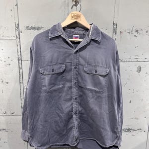 1960s True Vintage Penney&#39;s Big Mac Distressed Thrashed Faded Navy Work Shirt Cotton L