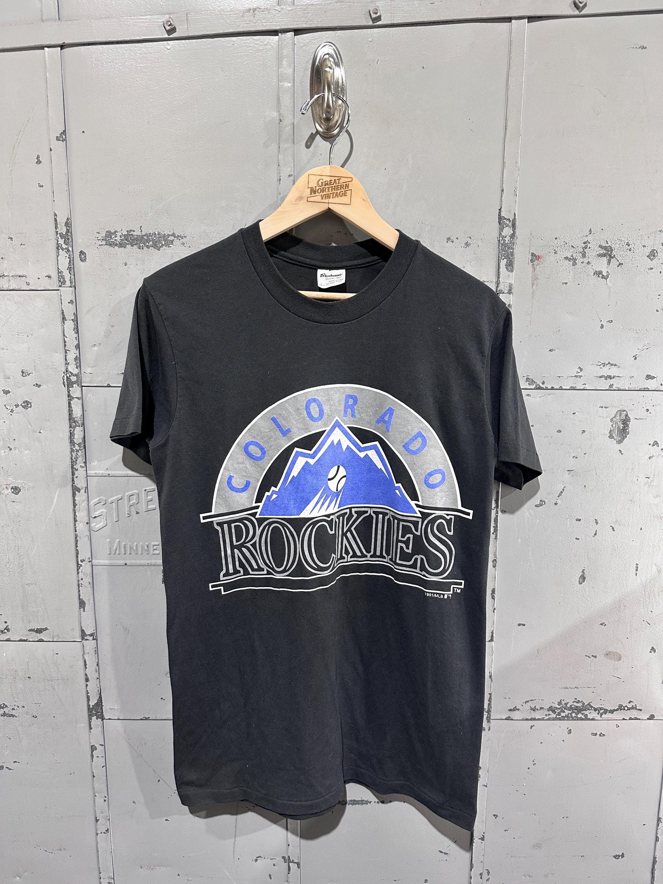 Vintage 90s Colorado Rockies Black Essential MLB Baseball Summer