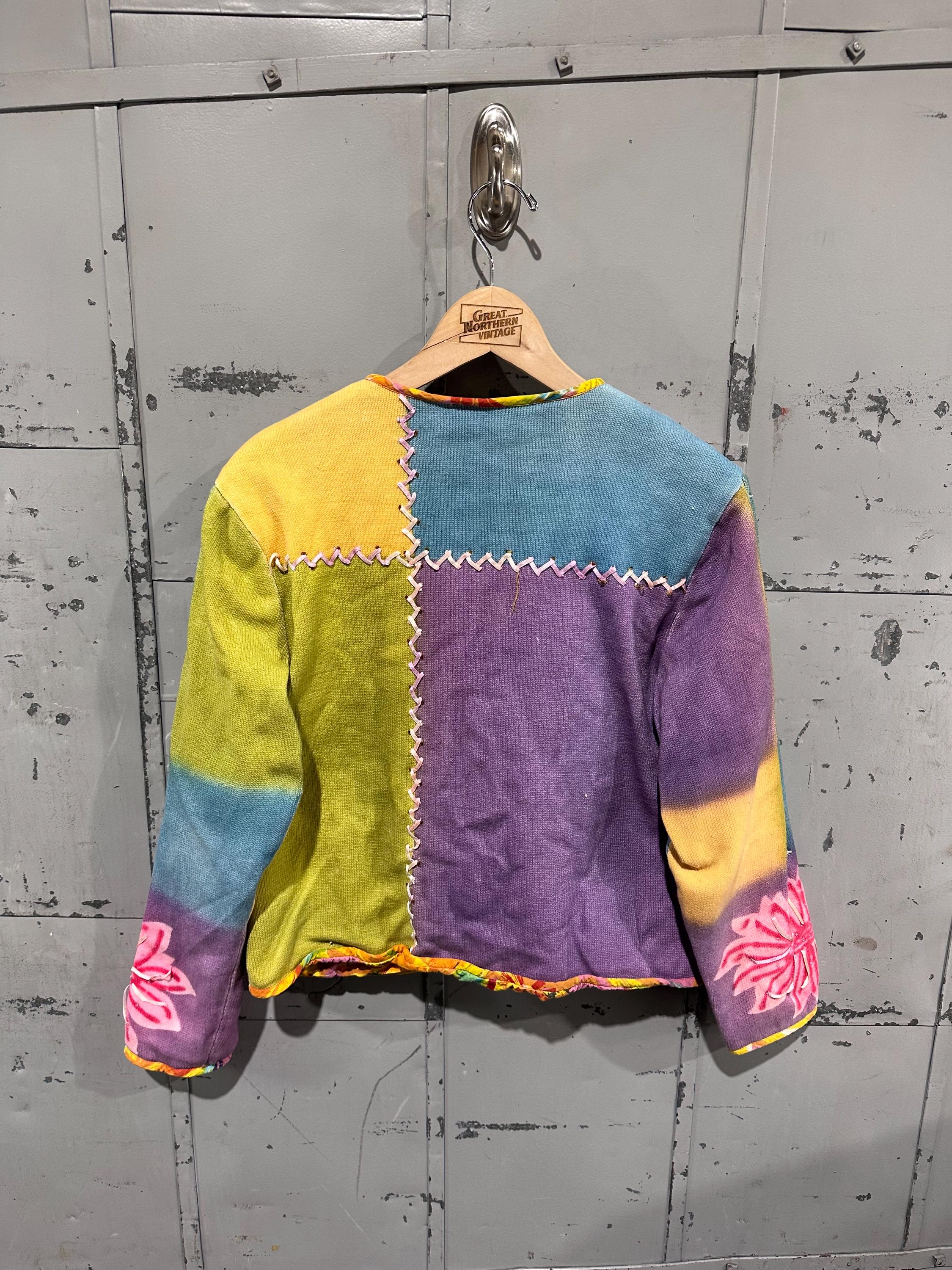 Vintage 90s Sandy Starkman Patchwork Indie Rainbow Whimsical