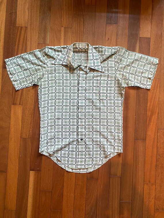 70’s towncraft atomic print poly shirt - image 1