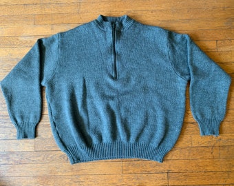 80s Heavyweight Wool Quarter-Zip Military Sweater