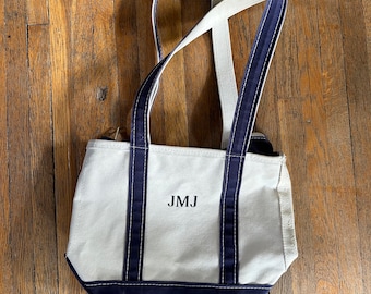 90s LL bean boat and tote blue and White Long Strap