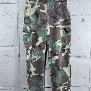 Pantalones cargo de camuflaje de bosque del ejército de EE. UU. de 34 x 31 de los años 90, pantalones de combate, excedentes militares de los años 90