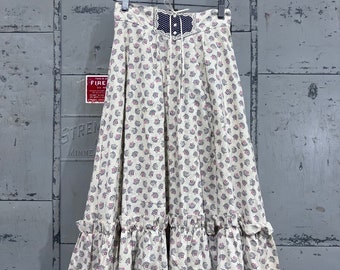 70's Size 7  white floral Prairie Dress Skirt Gunne Sax